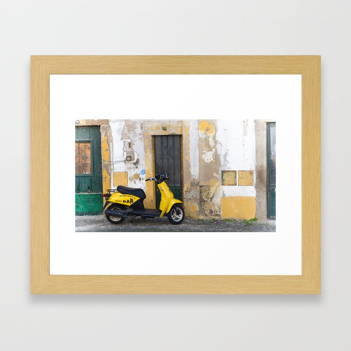 Yellow street Evora Portugal Framed Art Print