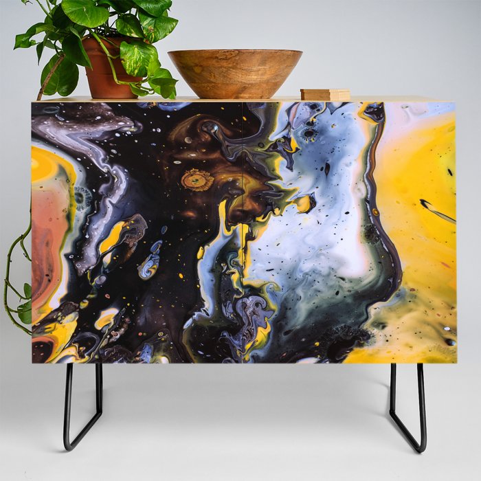 Black and yellow marble Credenza
