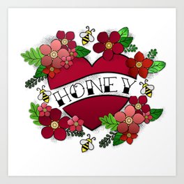Honey Art Print | Flowers, Valentinesday, Wife, Girlfriend, Bees, Umeimages, King, Queen, Valentine, Bemine 
