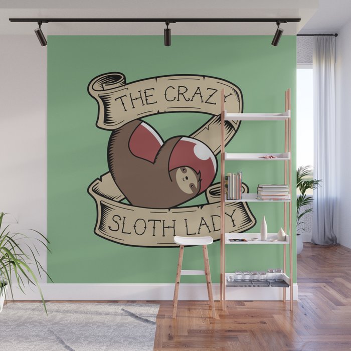 Crazy Sloth Lady Tattoo Wall Mural