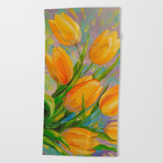 A bouquet of tulips Beach Towel