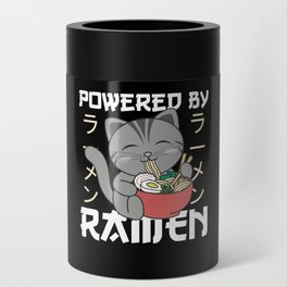 Powered By Ramen Cute Cat Eats Ramen Can Cooler