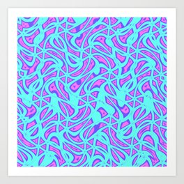 Abstract Blue and Purple Waves and Whirls Pattern Art Print
