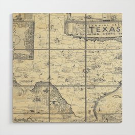 A pictorial sketch of Texas-Old vintage map Wood Wall Art