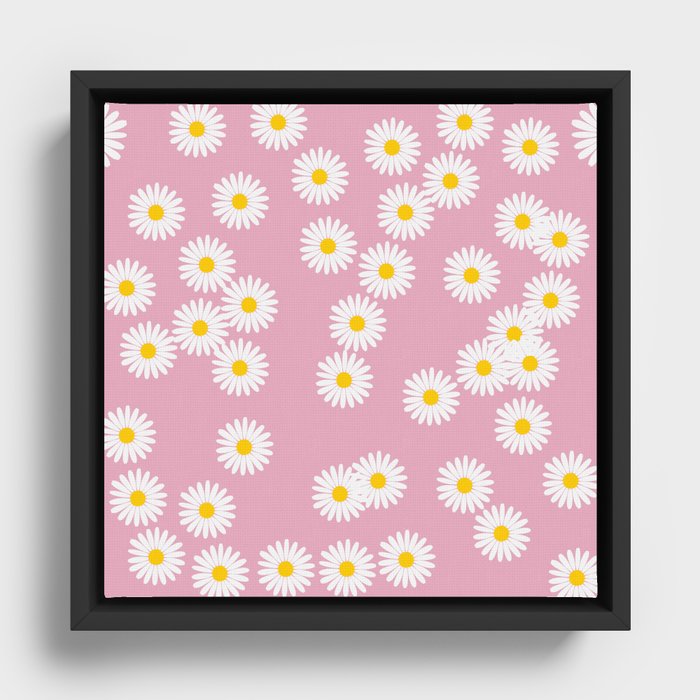 Mini daisy flowers - light pink Framed Canvas