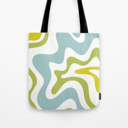 Retro Liquid Swirl Abstract Pattern Square Spring Green Ice Blue White  Tote Bag