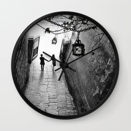 Fooled Around and Fell in Love, Florence, Italy 2014 romantic black and white photography / photograph Wall Clock