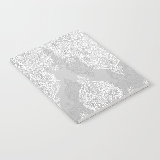 Lace & Shadows 2 - Monochrome Moroccan doodle Notebook