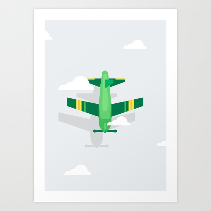 Green Plane High Sky Art Print