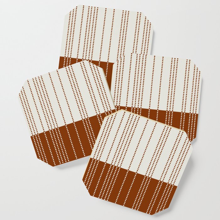 Ethnic Spotted Stripes, Ivory and Terracotta Coaster