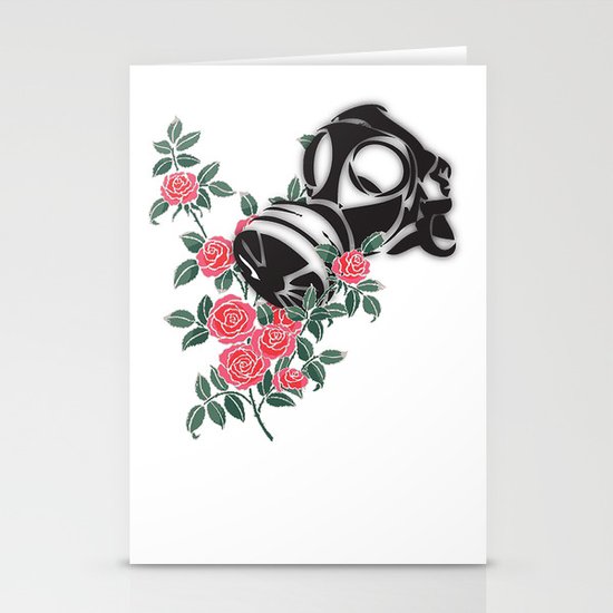 smell the roses - gas mask Stationery Cards