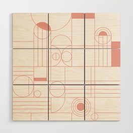 Frank and Albert Modern Geometric Pattern in Desert Pink Wood Wall Art