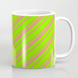 [ Thumbnail: Green and Light Coral Colored Striped Pattern Coffee Mug ]