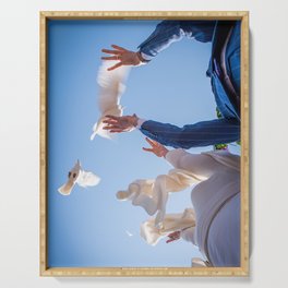 White Doves of Love - Wedding wall-art photography print Serving Tray