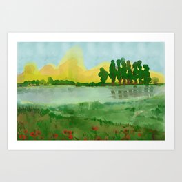 Landscape village Art Print