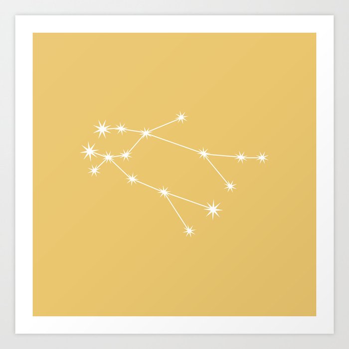 GEMINI Sunshine Yellow – Zodiac Astrology Star Constellation Art Print