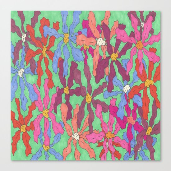 Colorful Retro Floral Print Canvas Print