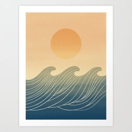 Great wave 5 Abstraction ocean sunset Art Print