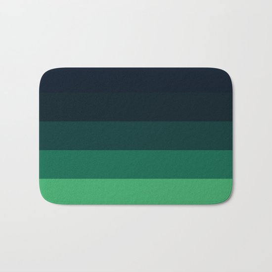 Forest Green Stripes Bath Mat