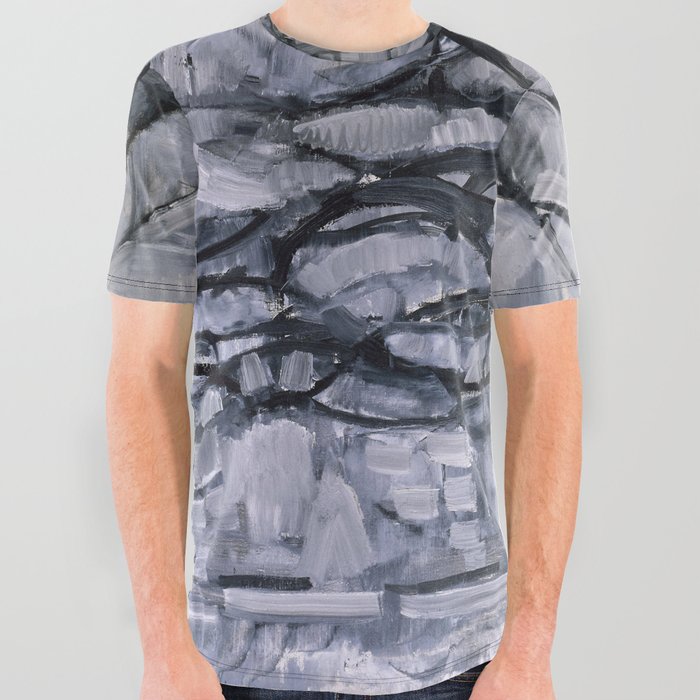 Gray Tree All Over Graphic Tee