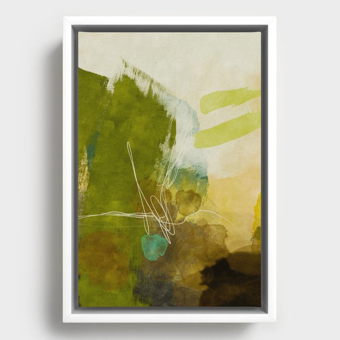 summer landscape 1 triptych abstract art Framed Canvas