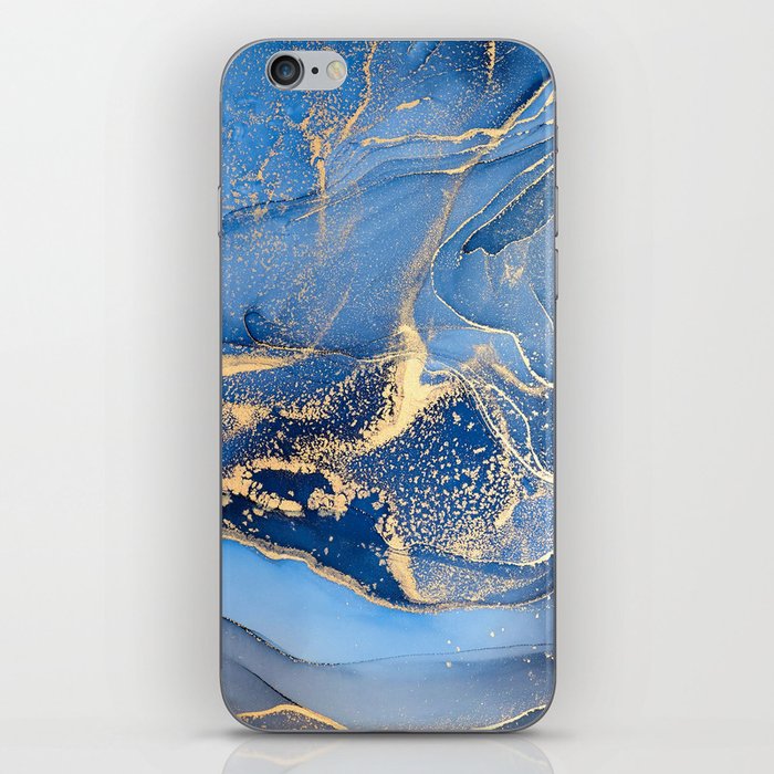 Denim Blue + Slate Abstract Storm Swirl iPhone Skin
