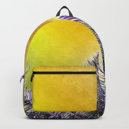 Tropical Vibes Palm Fronds with Vibrant Grunge Style Yellow Backpack | Botanical, Digital Manipulation, Vibrant, Warm, Palmfronds, Tropicalvibes, Vibrantyellow, Mustardyellow, Grungestyle, Mustard 