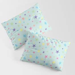 Rainbow Stars on Mint Pillow Sham