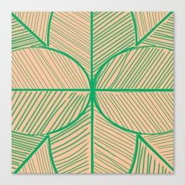 Minimal Tropical Leaf Tan Green Canvas Print