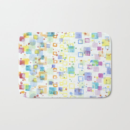 Light Squares with Drops Pattern Bath Mat