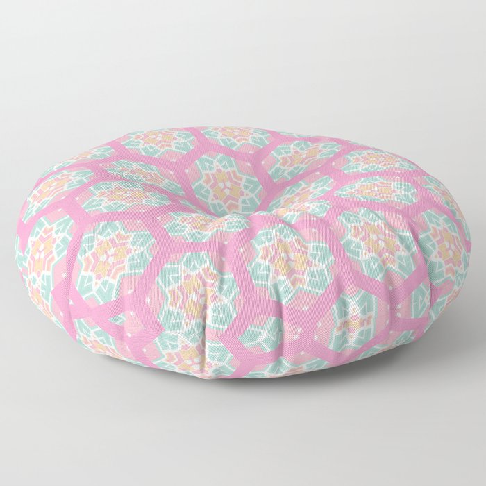 Pink Spring Geo Pattern Floor Pillow