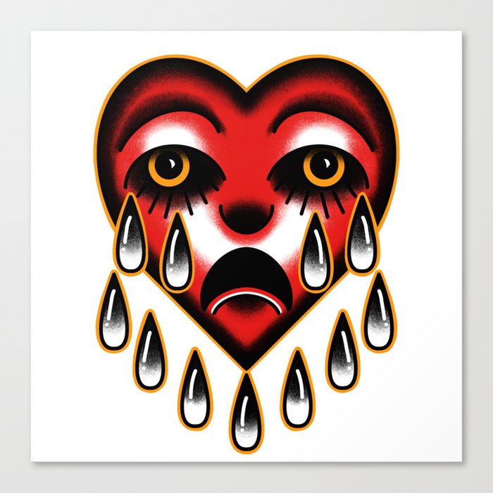 American Traditional Tattoo Style Heart Canvas Print By Leex337 Society6