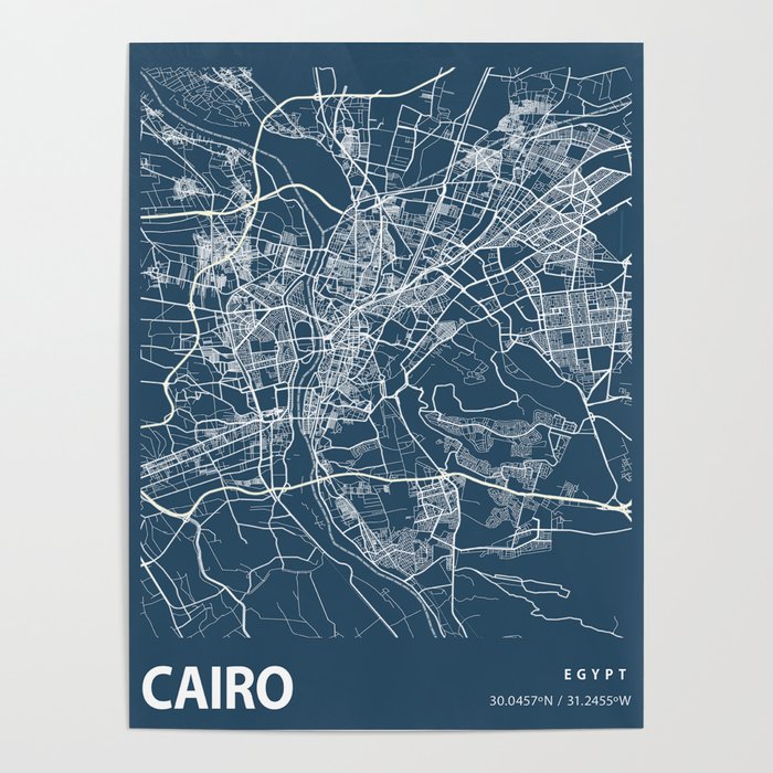 Cairo city cartography Poster