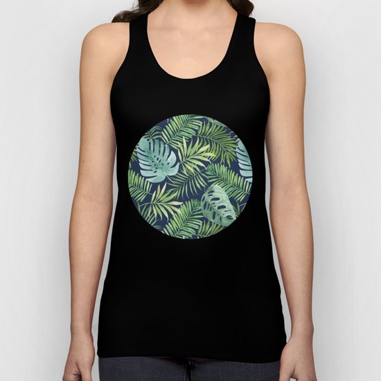 Tropical Branches on Dark Pattern 06 Unisex Tank Top