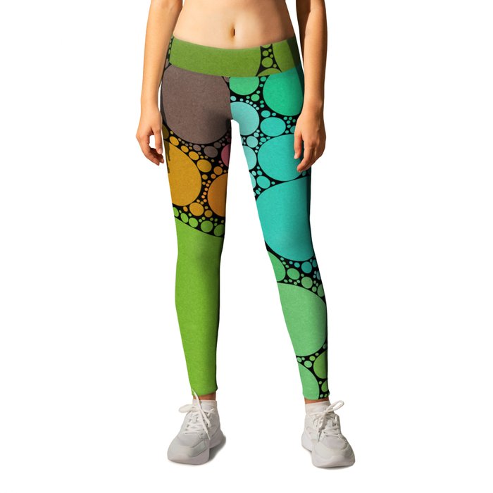 Green and Yellow Bubbles Leggings