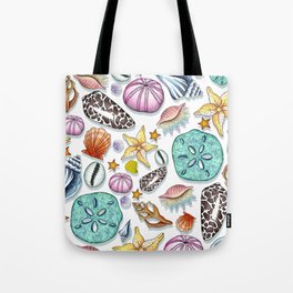 Illustrated Seashell Pattern Tote Bag