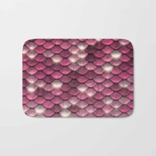 Pink mermaid glitter sparkling scales - Mermaidscales on #Society6 Bath Mat