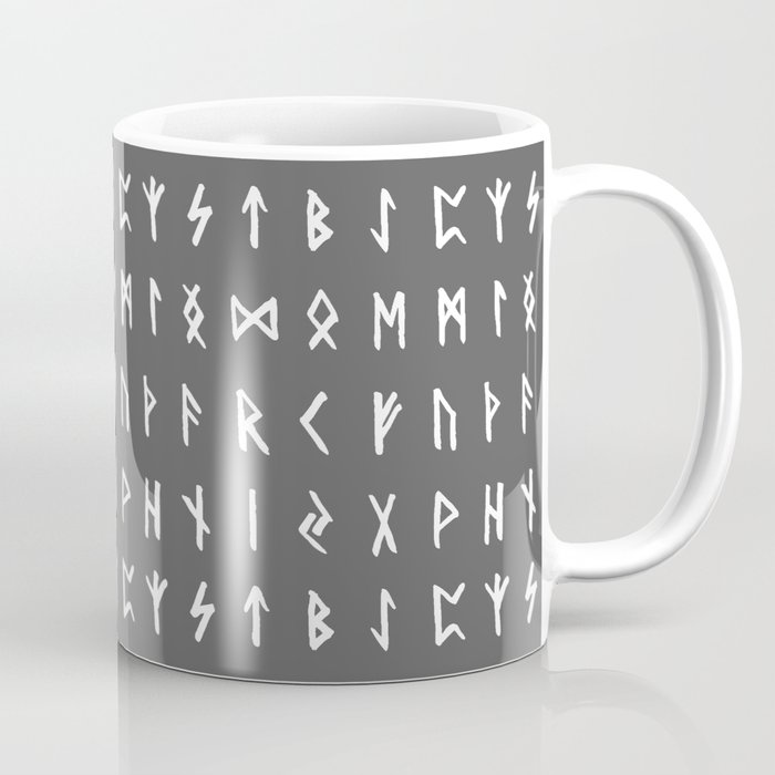 Nordic Runes // Grey Coffee Mug