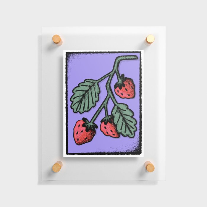 Grainy Strawberry Illustration Floating Acrylic Print