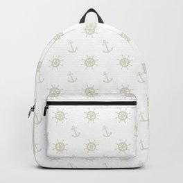 Sea steering wheel anchors in white Backpack