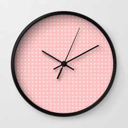 Simple White Polka Dots on Pastel Pink Wall Clock