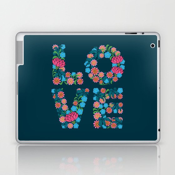 FLOWERED LOVE Floral Uplifting Lettering Laptop & iPad Skin