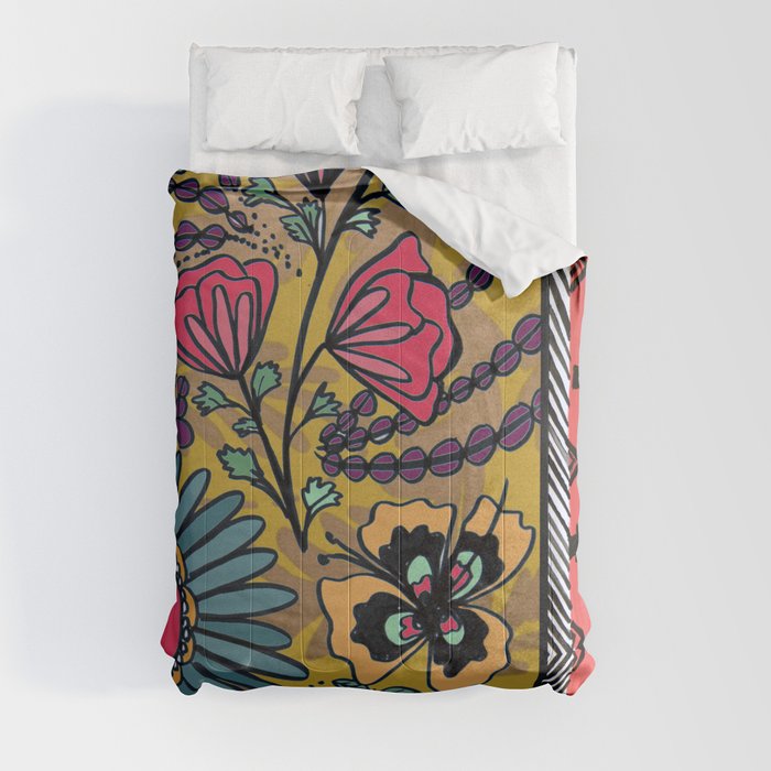 Yellow Floral Southwest Pattern  Comforter