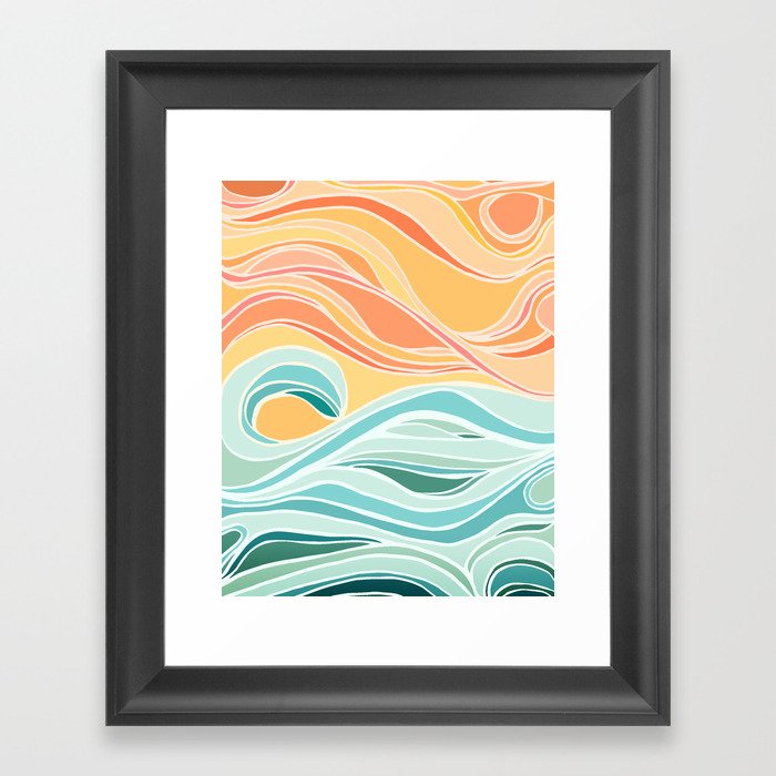 Sea and Sky Abstract Landscape Framed Art Print