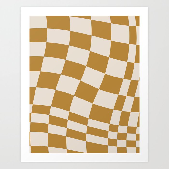 checked wave – gold and tan Art Print