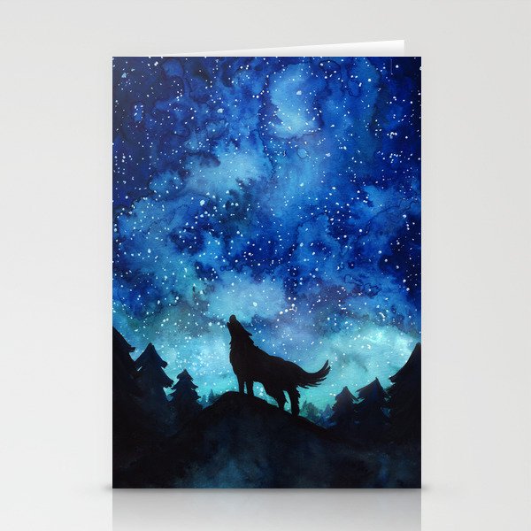 Wolf Galaxy Stationery Cards By Suzieque Society6