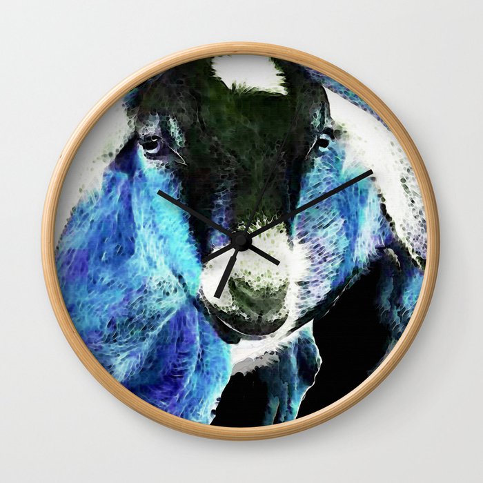 Goat Pop Art - Blue - Sharon Cummings Wall Clock