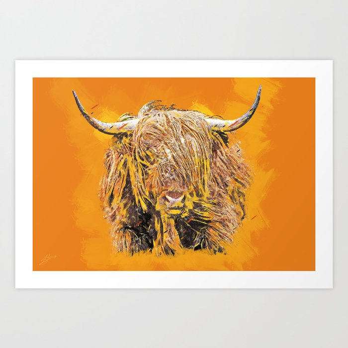 Colorful Highland Cow Art Print By Juliolucas Society6