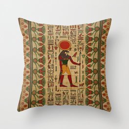 Egyptian Re-Horakhty  - Ra-Horakht  Ornament on papyrus Throw Pillow