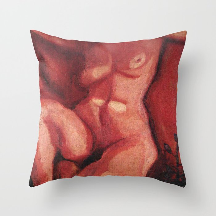 Red Nude Sitting Up, 1908 - Marc Chagall  Throw Pillow